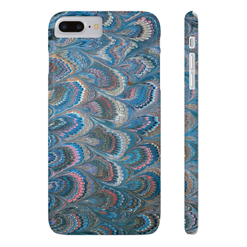 Blue and Pink FEATHER PEACKOCK Marbled VIntage Design, Italian Feather Phone Case, Slim Phone Cases, IPHONE 16 and all sizes