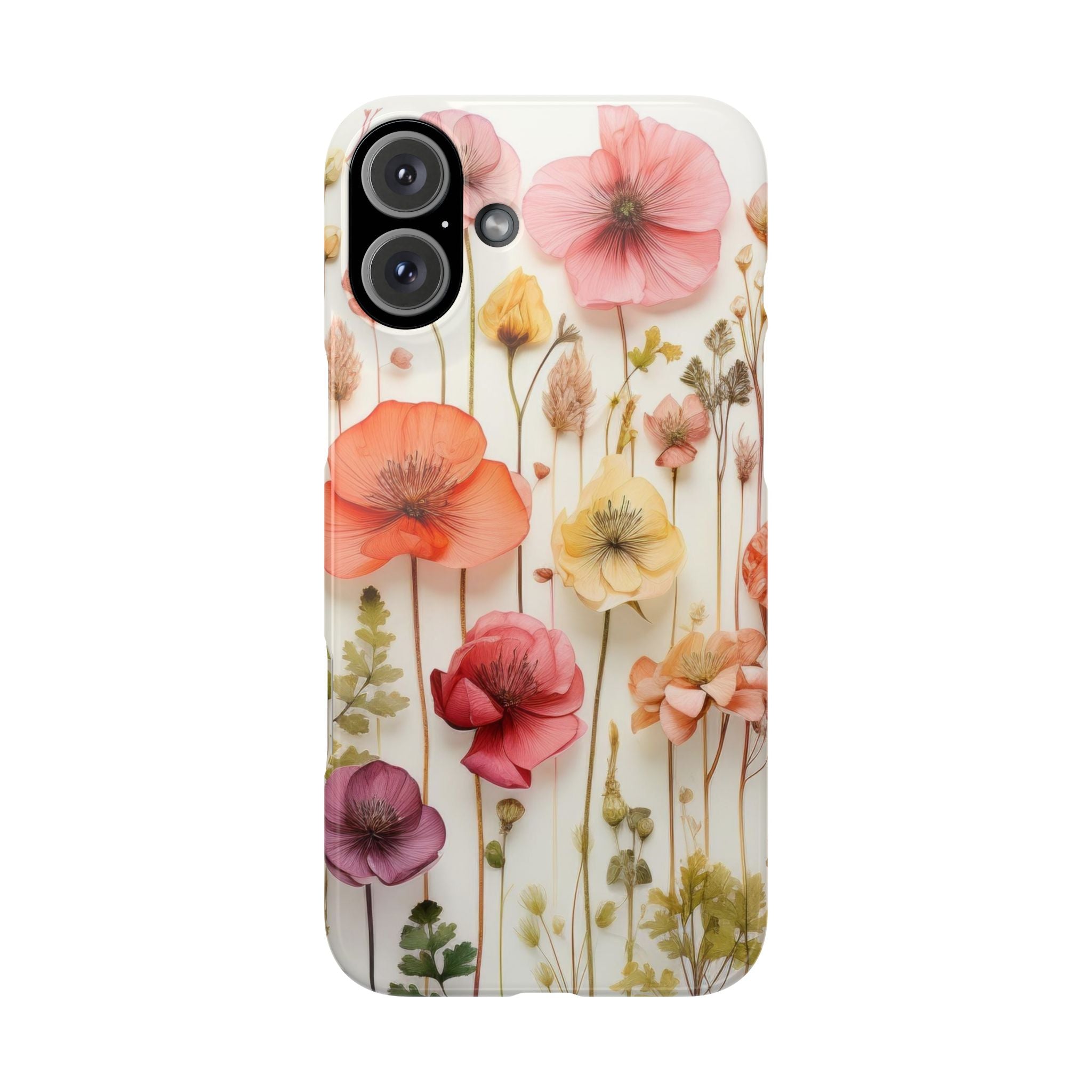 Pink Floral Pressed Flowers - Slim Case