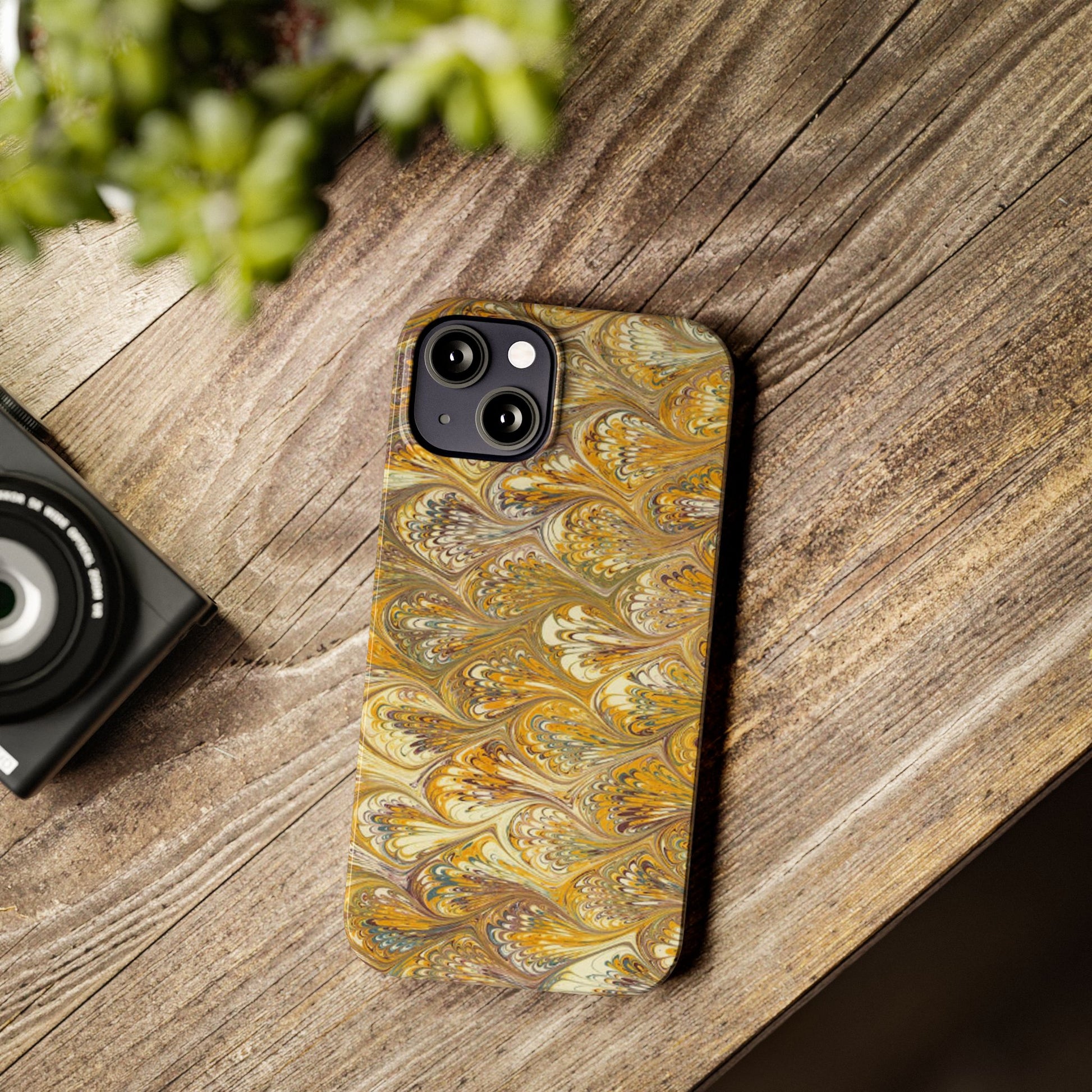 Golden Yellow Italian Marbled Designed, Slim Phone Cases, Case-Mate