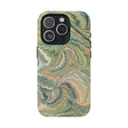 Florentine Marble iPhone Case | Inspired by Florence | Italian Marbled Paper Technique | Artisanal Green Swirl | Dual-Layer Protective Case | Matte or Glossy