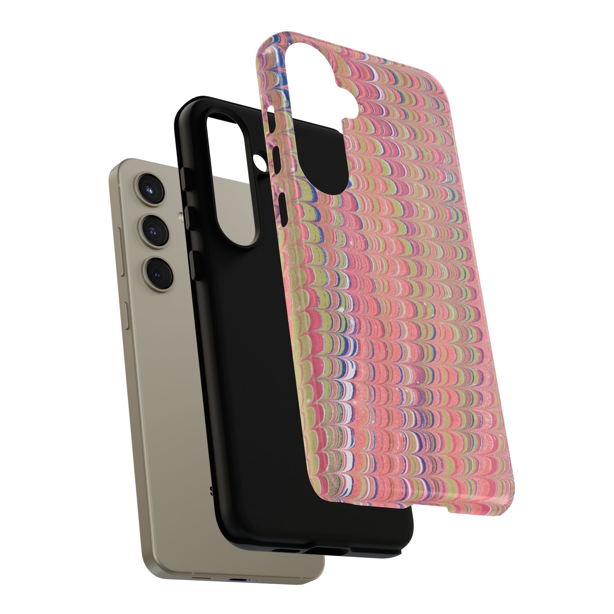 Pink Pastels Feather Marbled Vintage Design iPhone 16 + Samsung + Apple + Google - all models