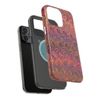 Mag Safe Marble iPhone Case - Red, Burgundy, Lavender & Gold Impact-Resistant