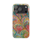 Red, Blue, and Green Italian Vintage Peacock Marbled Design