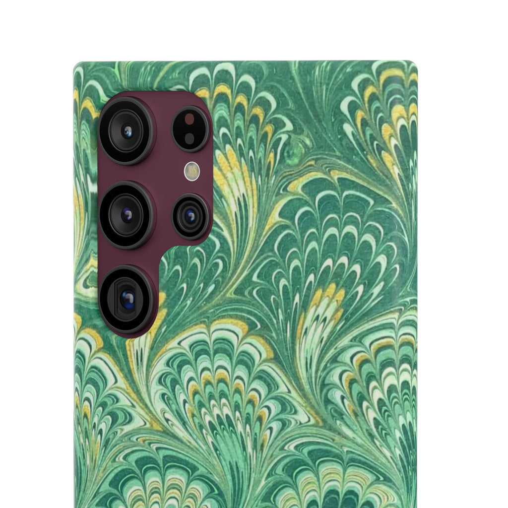 Marbled Feather Green Swirl - Single Layer Slim Phone Case
