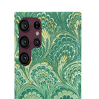 Marbled Feather Green Swirl - Single Layer Slim Phone Case