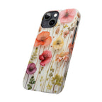 Slim Phone Case - Pink Floral Pressed Flowers iPhone 17 and Other Sizes - Glossy Finish