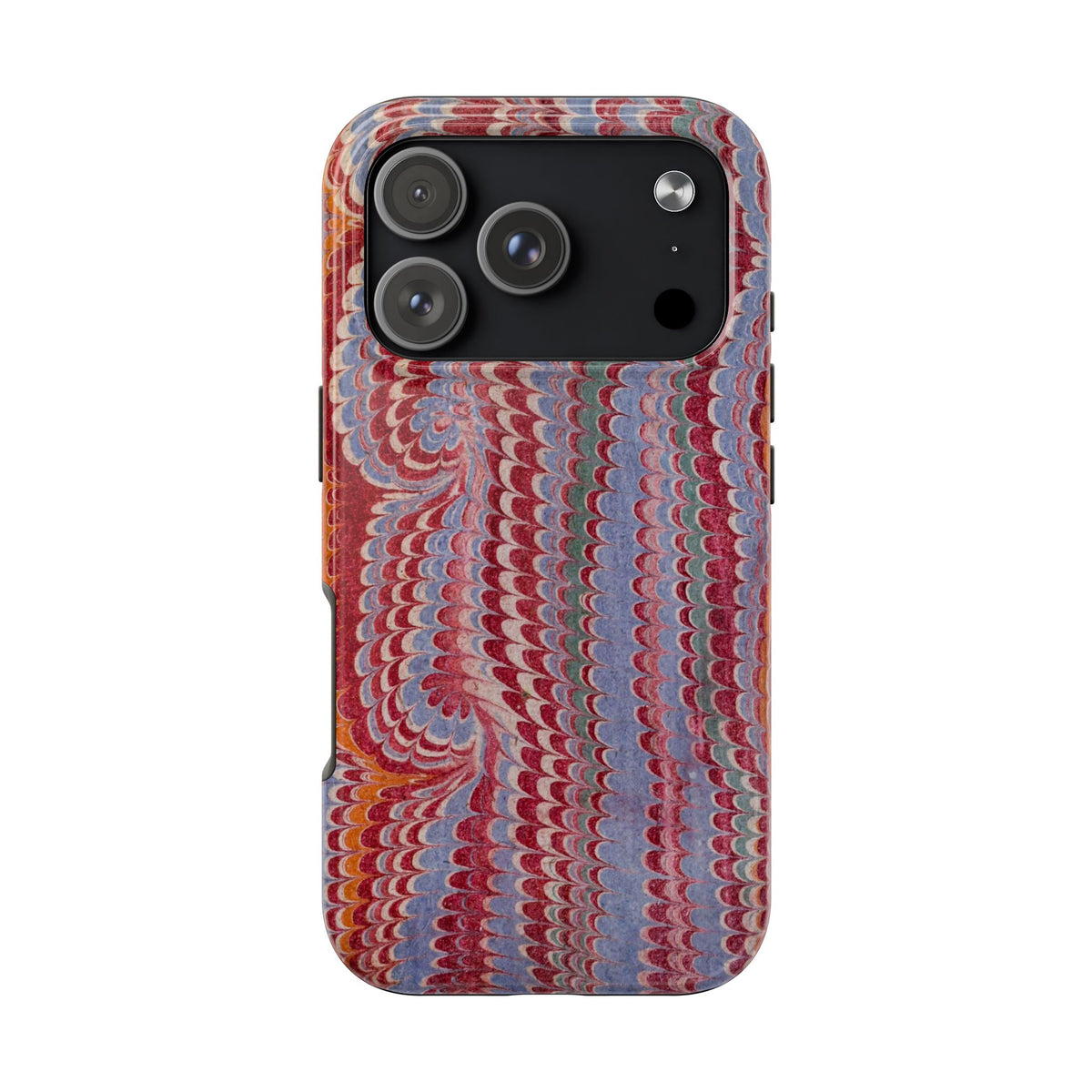 Burgundy + Lavender Swirls Peacock Marbled Tough Phone Case - Dual Layer