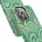Marbled Feather Green Swirl - Single Layer Slim Phone Case