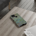 Green Marbled Peacock Durable Phone Case - Matte or Glossy