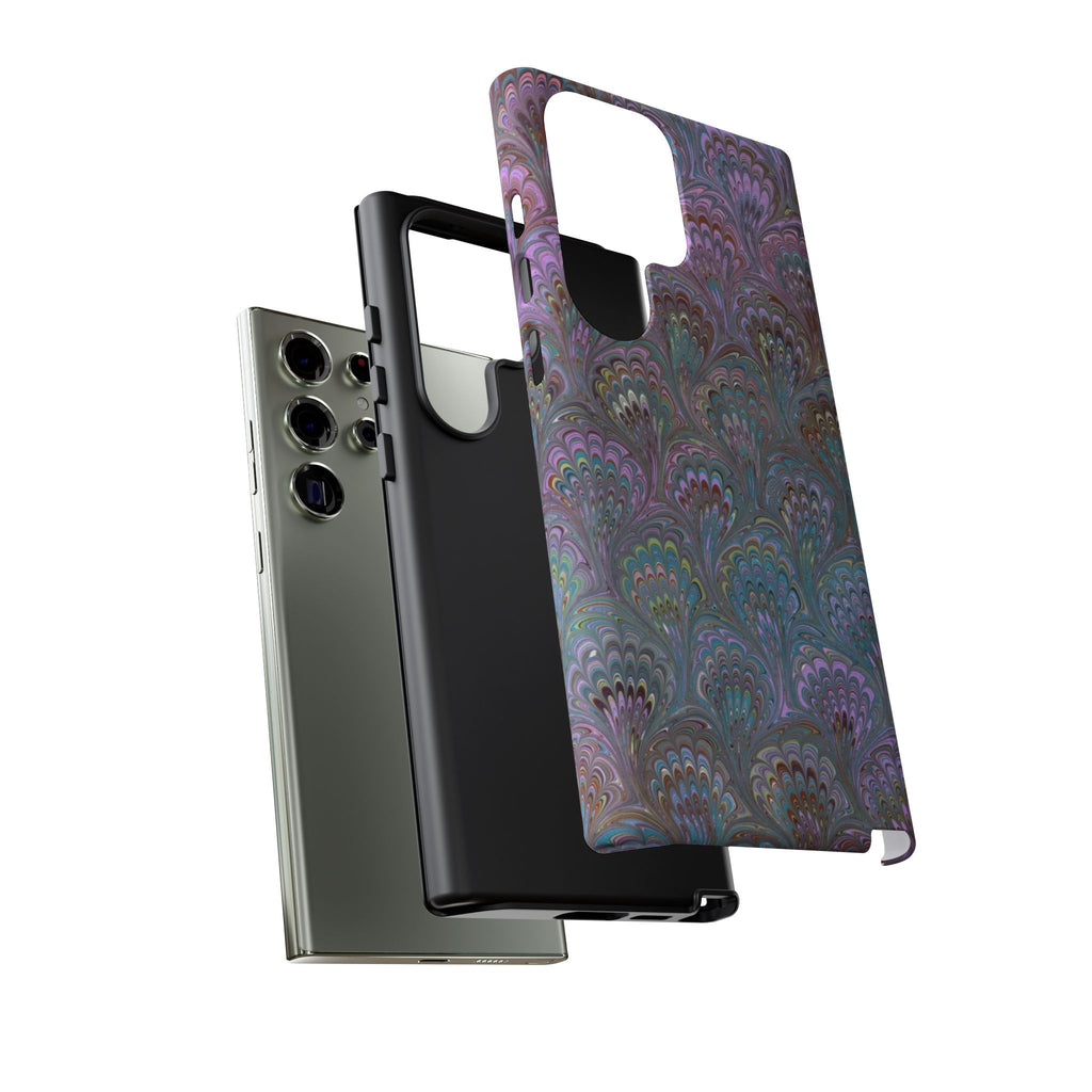 Lavender Marbled Peacock Durable Phone Case - Matte or Glossy