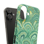 Marbled Feather Green Swirl - Single Layer Slim Phone Case