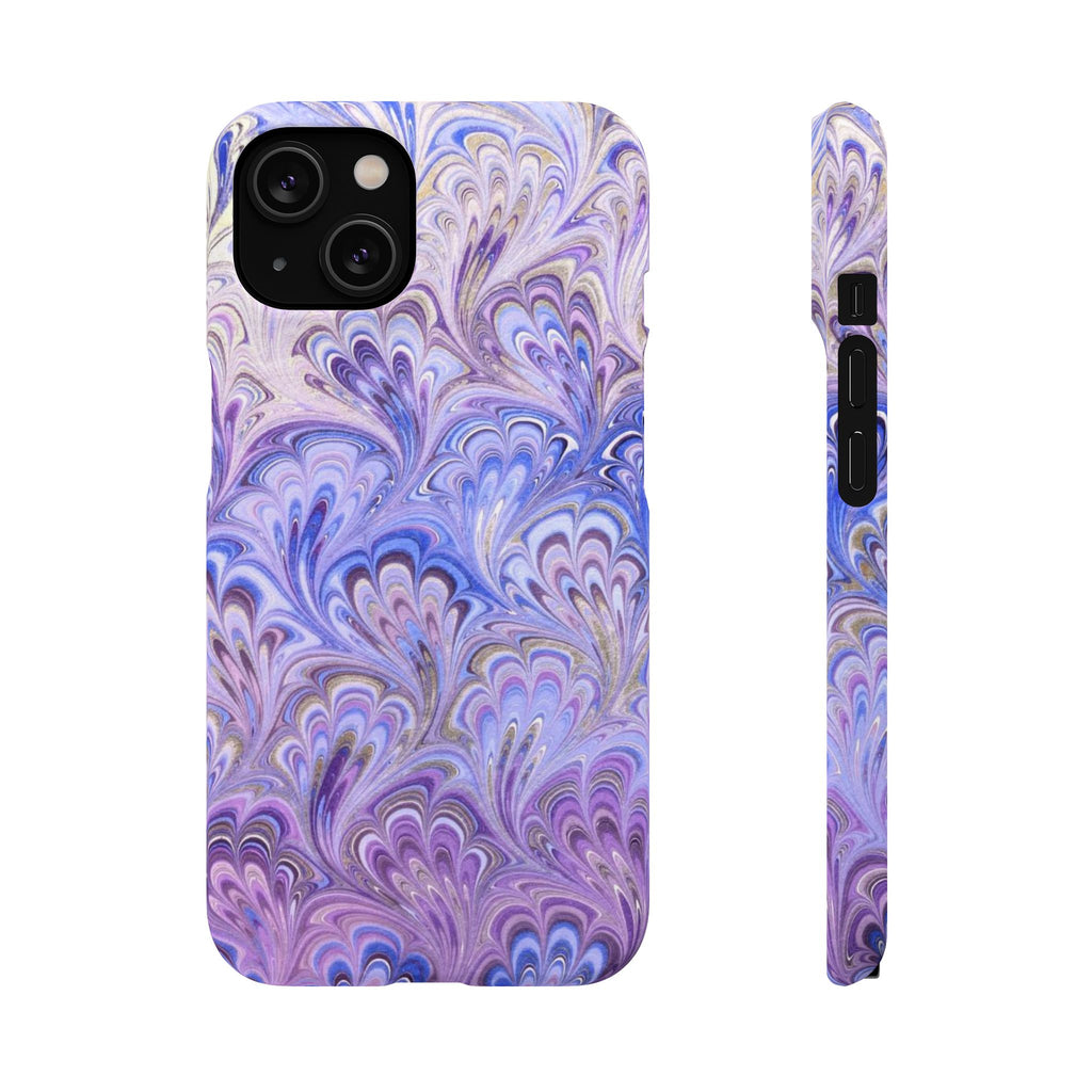 Marbled Feather Lavender + Purple Swirl - Single Layer Slim Phone Case