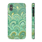 Marbled Feather Green Swirl - Single Layer Slim Phone Case