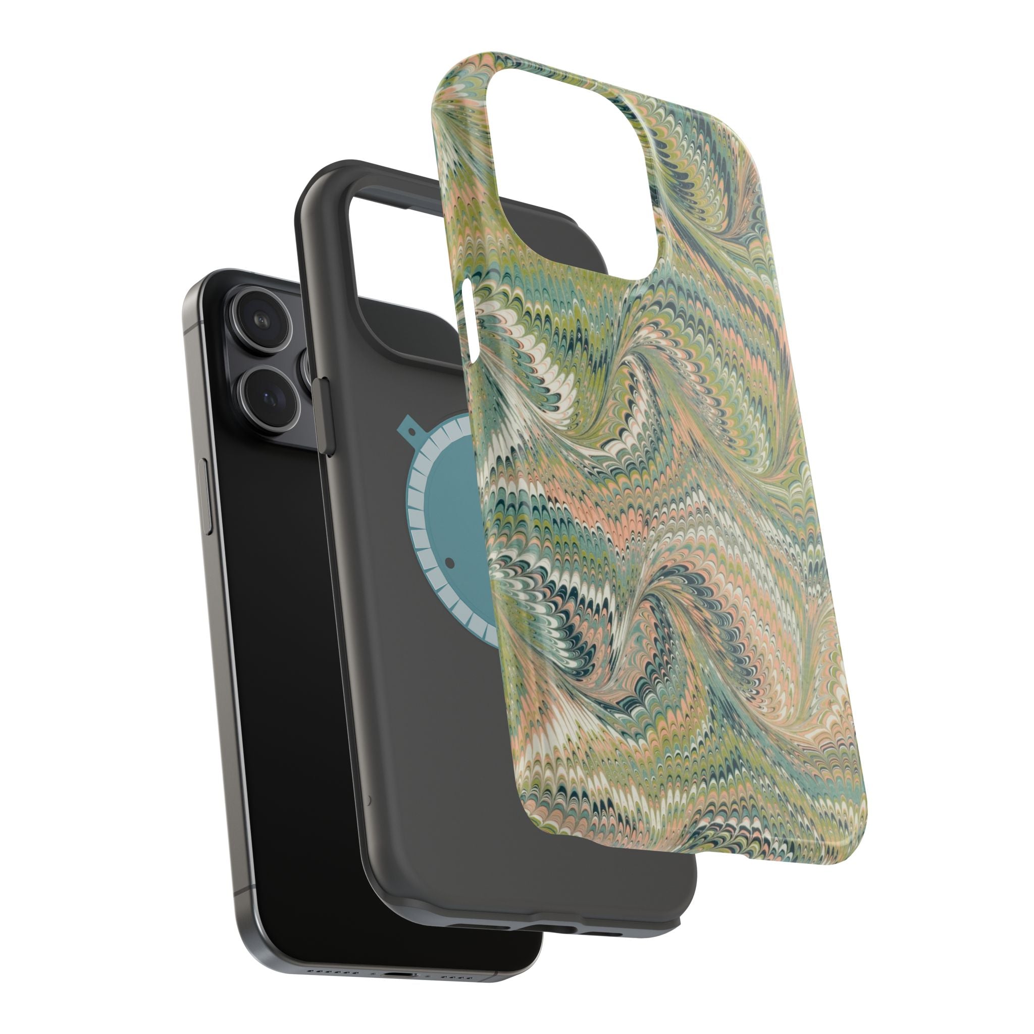 Green Pastel Italian Marble Design Magnetic MAG SAFE High Impact iPhone Cases