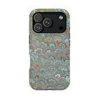Green, Blue, + White Marbled Peacock - Dual Layer MAG SAFE Phone Case