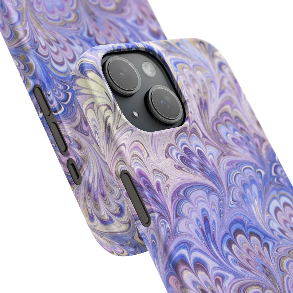 Marbled Feather Lavender + Purple Swirl - Single Layer Slim Phone Case