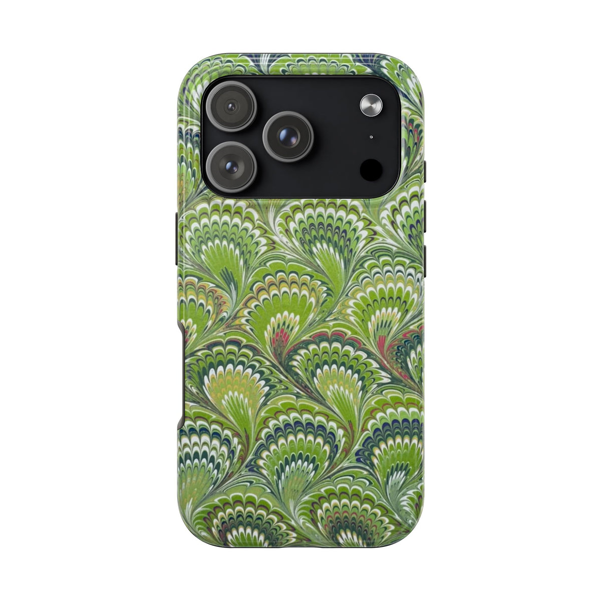 Fresh Green Florentine Marbled Peacock Feather Dual Layer Protective iPhone Cover - New FALL Favorite