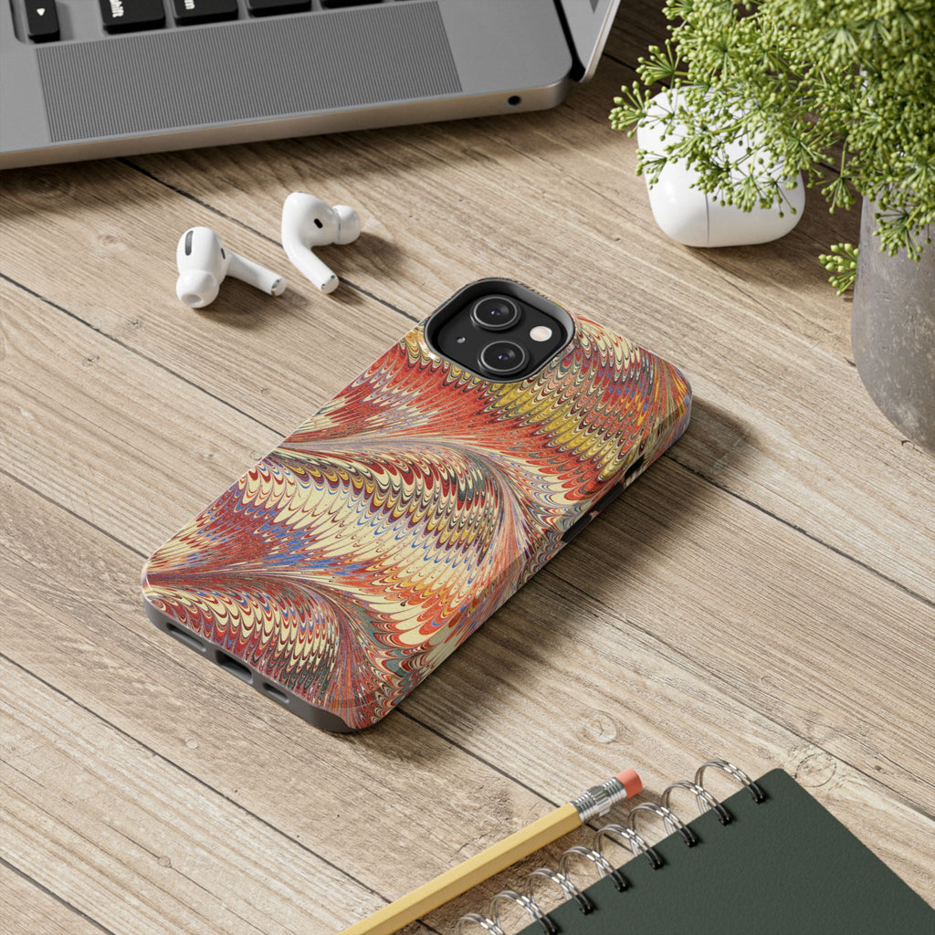 Marbled Swirl Tough Phone Case - Red Rust Orange Fall Colors, Heavy Duty Case. Alternative: Protective Phone Cover, Durable Smartphone Case,