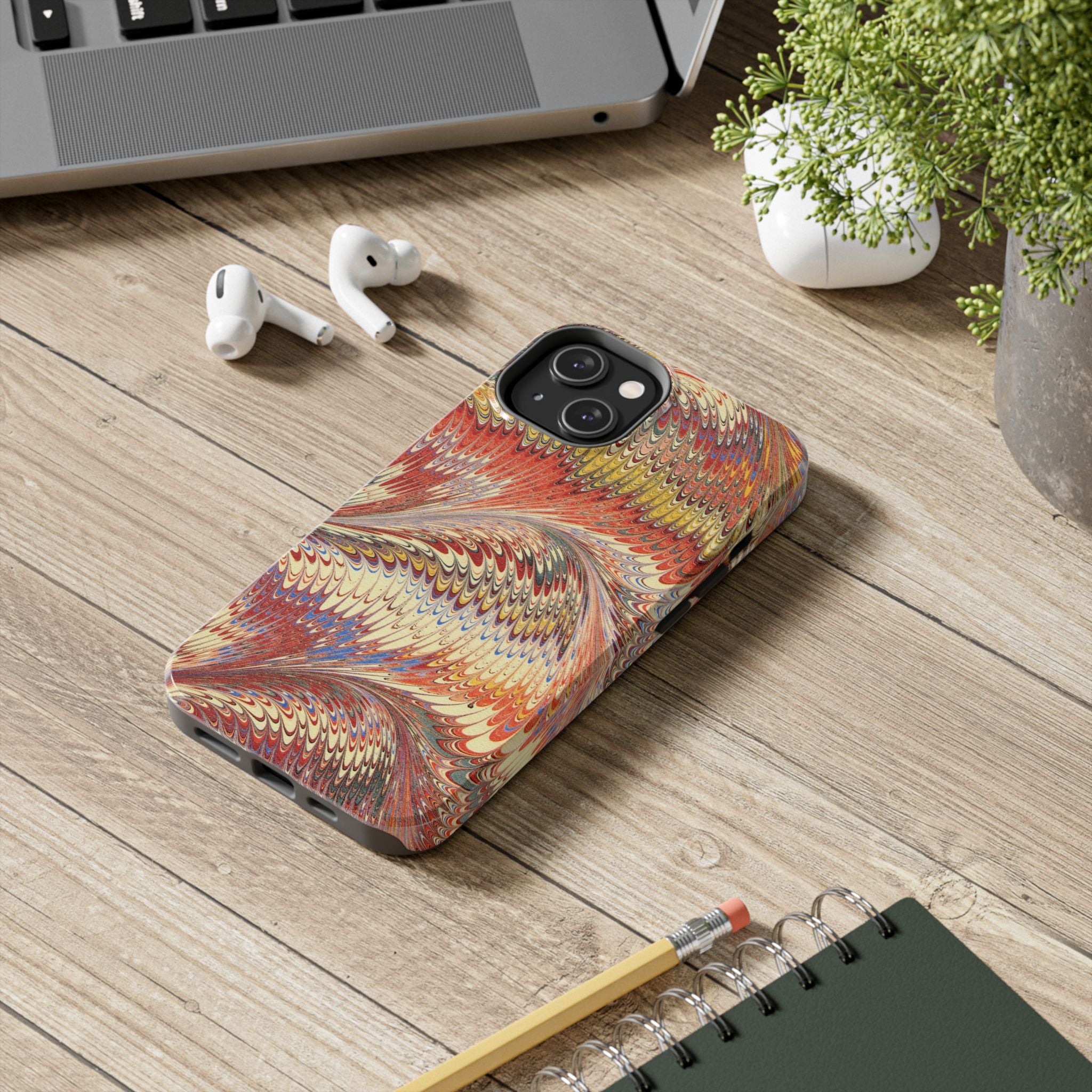 Marbled Swirl Tough Phone Case - Red Rust Orange Fall Colors, Heavy Duty Case. Alternative: Protective Phone Cover, Durable Smartphone Case,