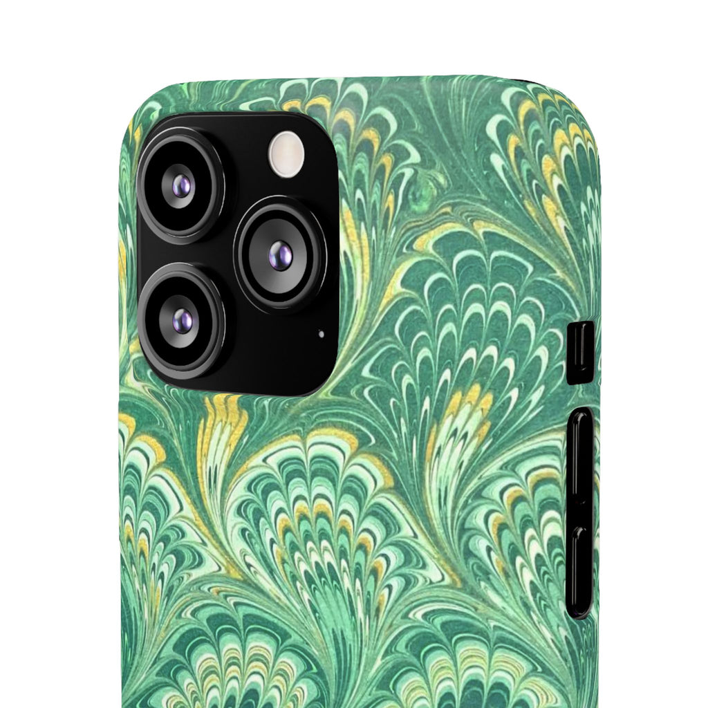 Marbled Feather Green Swirl - Single Layer Slim Phone Case