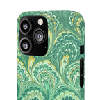 Marbled Feather Green Swirl - Single Layer Slim Phone Case