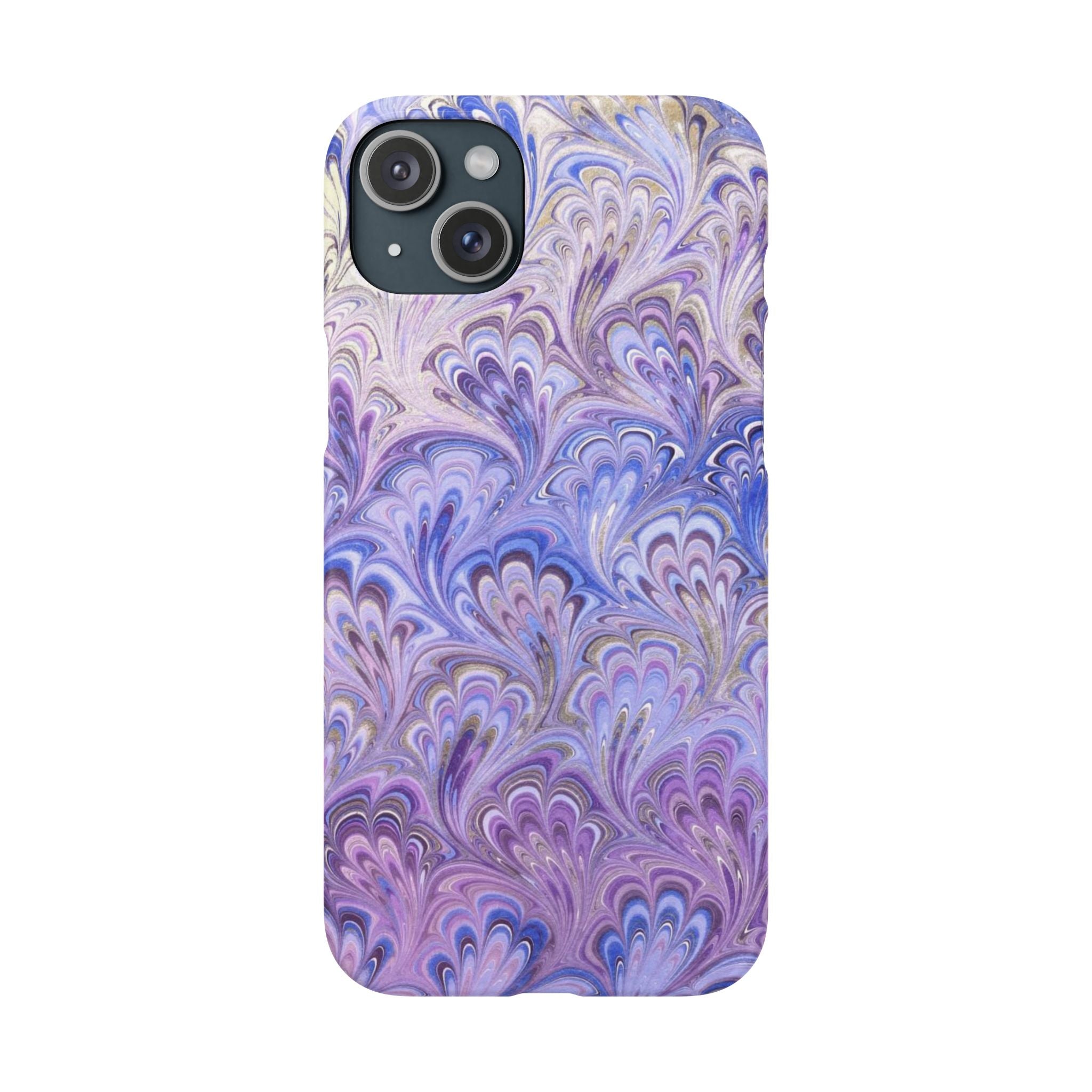 Marbled Feather Lavender + Purple Swirl - Single Layer Slim Phone Case