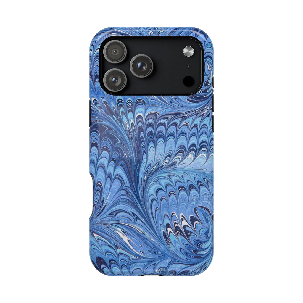 Blues Marbled Magnetic MAG SAFE Double Cover Phone Case
