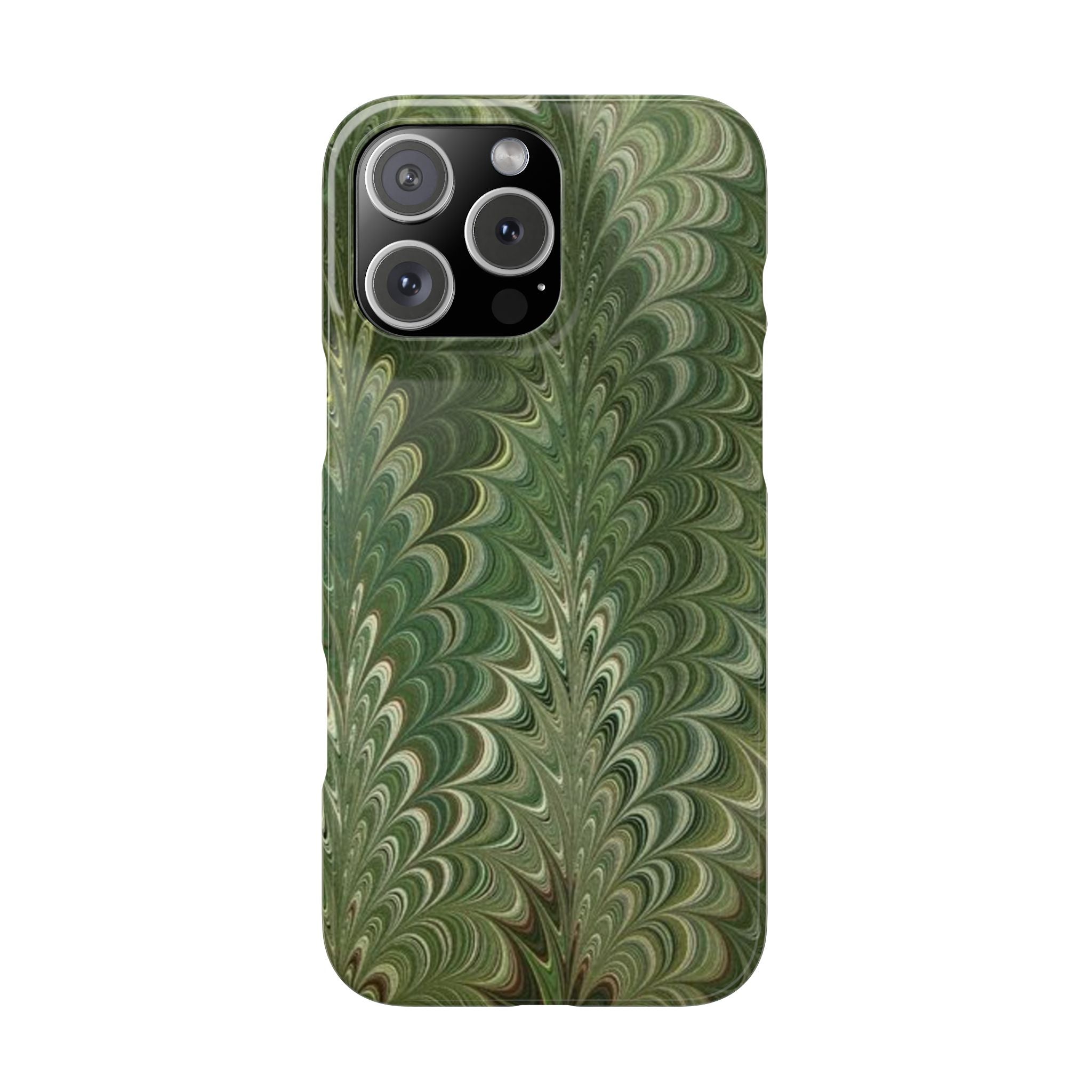 Deep Green Cheveron Marbled Phone Case - Single Layer Slim Case