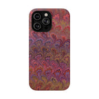 Red, Burgundy, Lavender Italian Peacock Feather Design Phone Case