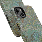 iPhone17 + All Models Phone Cases, Italian Peacock Feather Design, Stylish Impact-Resistant Shell, Protective Cover, Green Peacock Print
