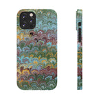 Phone Case with Design from Italy - Marbled "Peacock" Design, Green, Blue, Multi-Color Slim Phone Cases