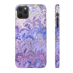 Marbled Feather Lavender + Purple Swirl - Single Layer Slim Phone Case
