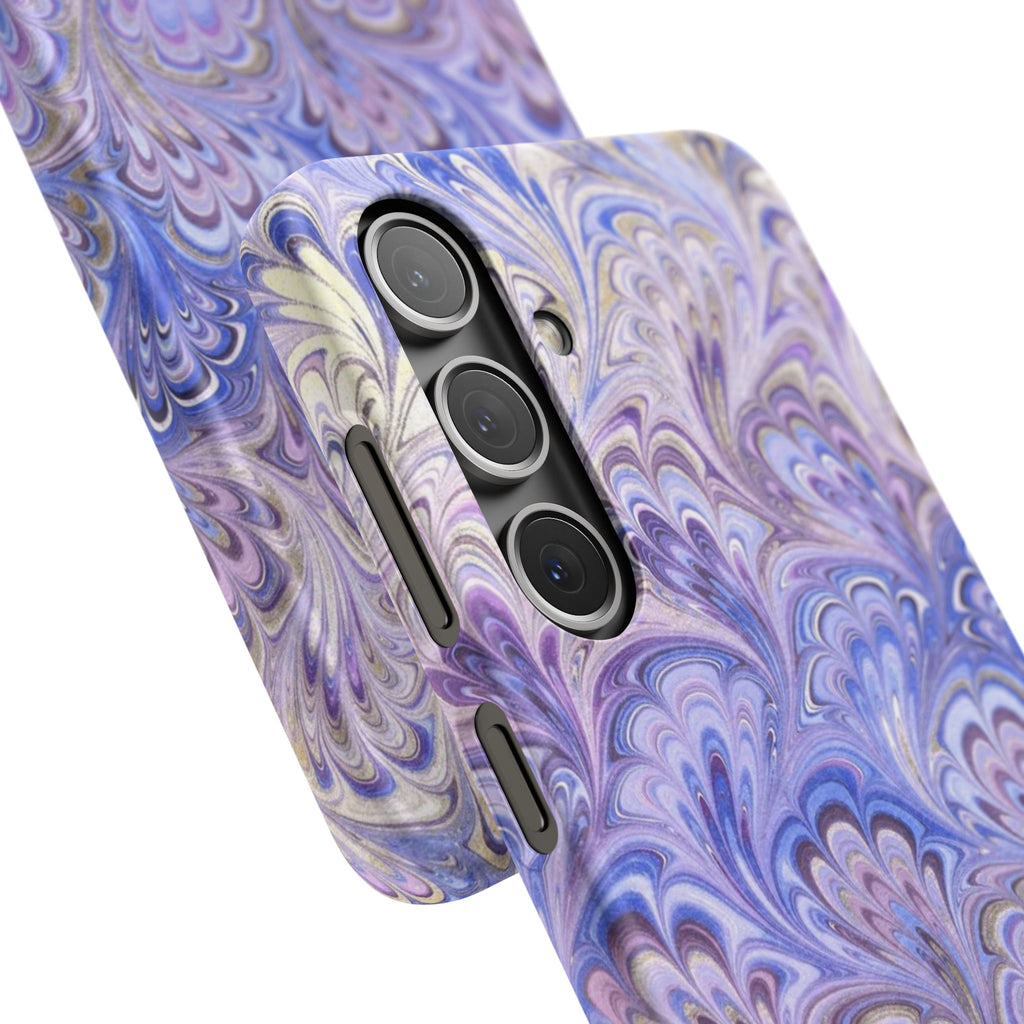 Marbled Feather Lavender + Purple Swirl - Single Layer Slim Phone Case