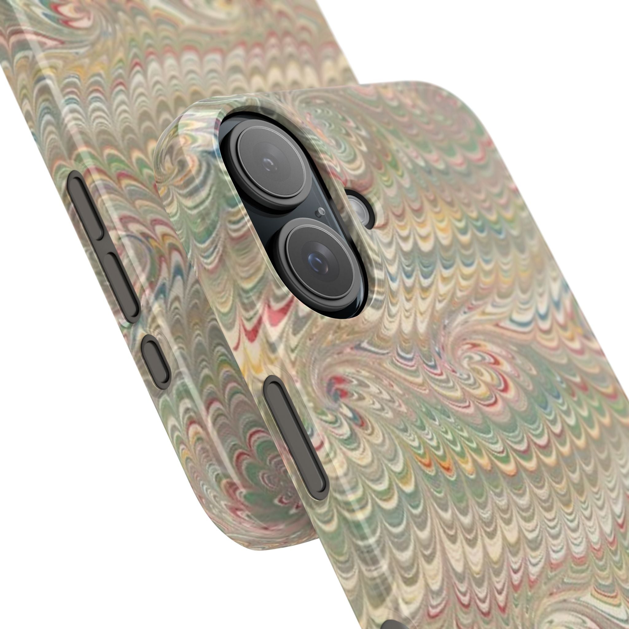 Beige Swirl Marbled Feather Phone Case