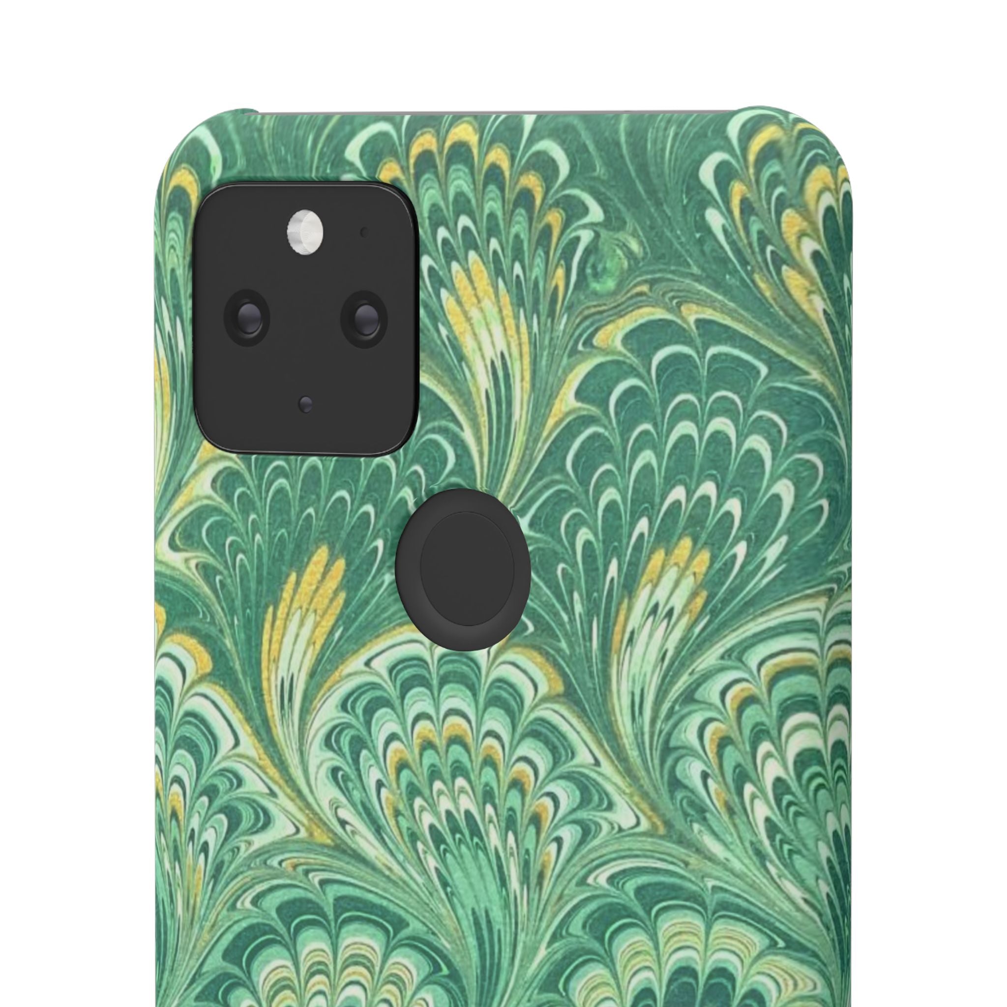 Marbled Feather Green Swirl - Single Layer Slim Phone Case
