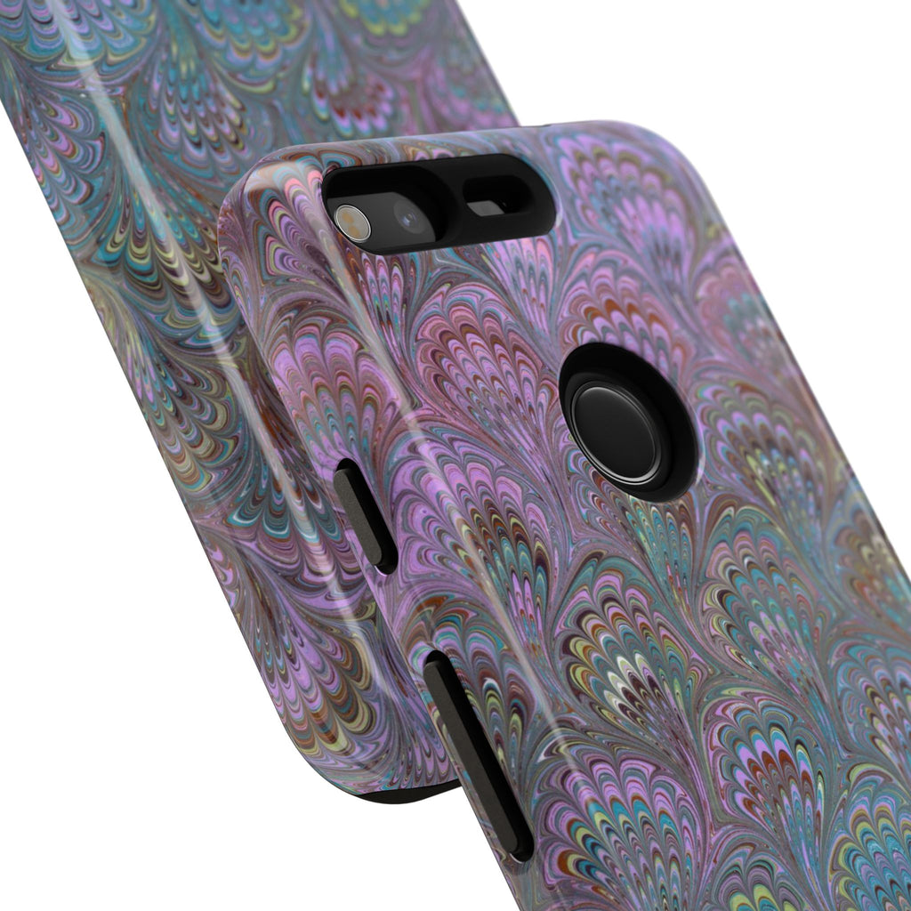 Lavender Marbled Peacock Durable Phone Case - Matte or Glossy