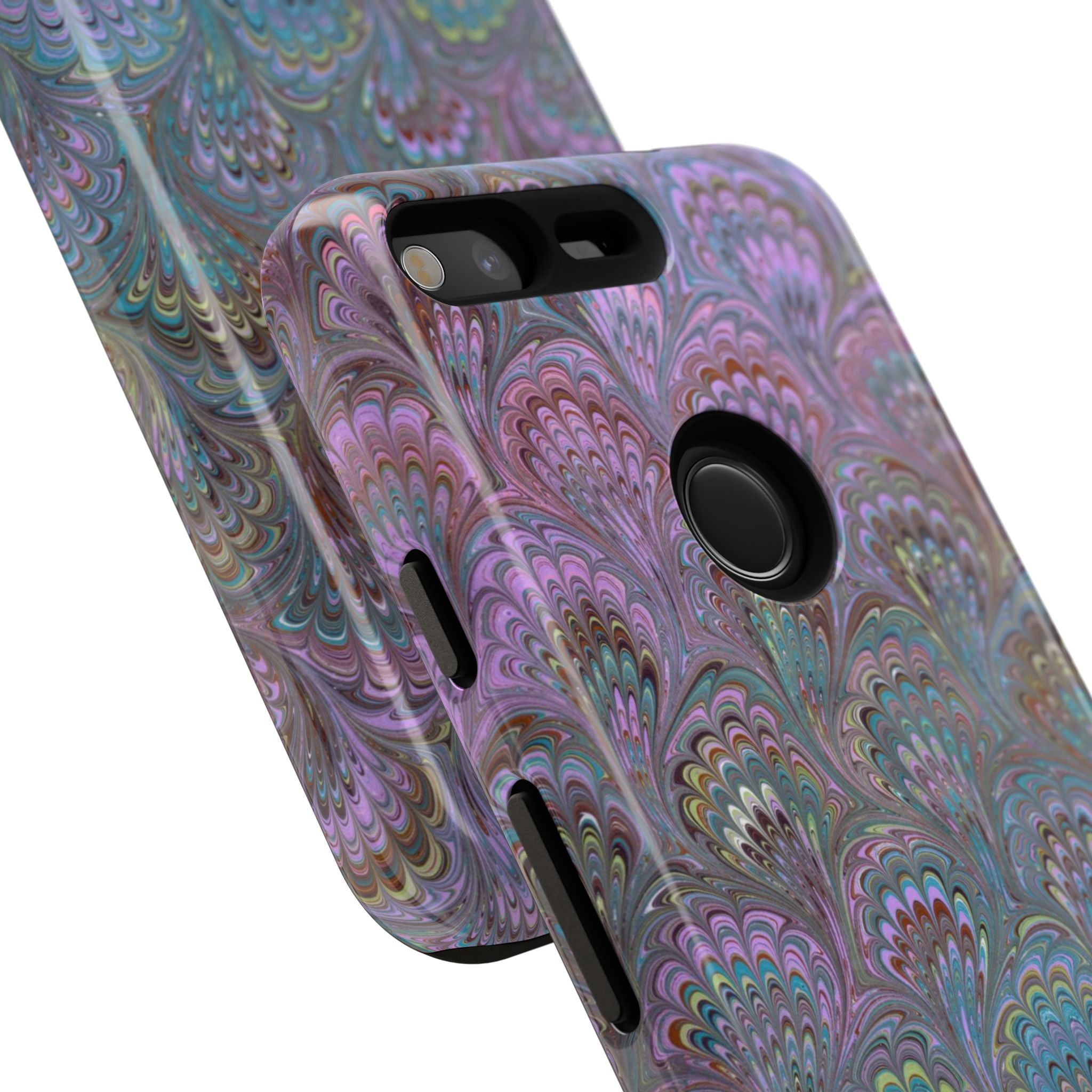 Lavender Marbled Peacock Durable Phone Case - Matte or Glossy