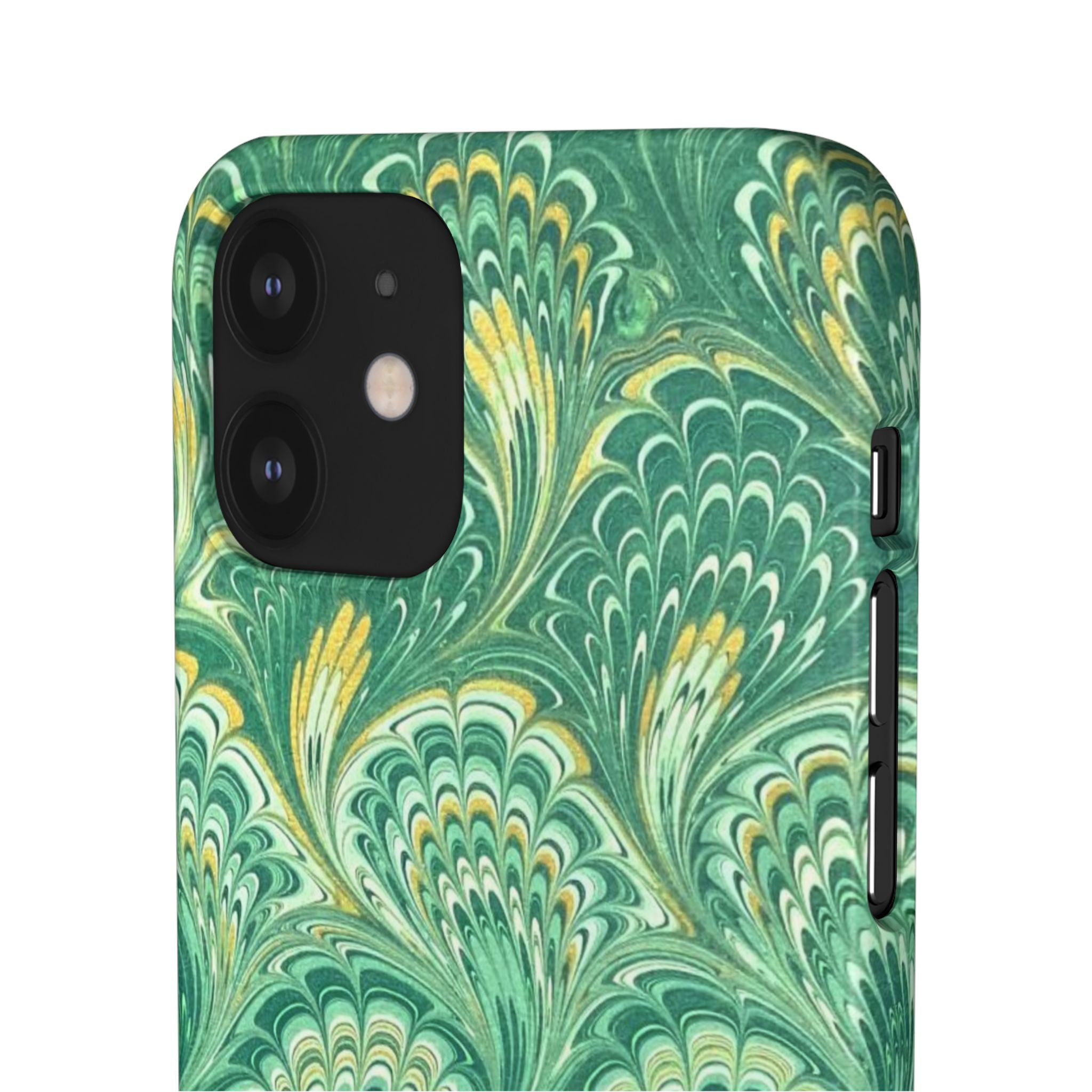 Marbled Feather Green Swirl - Single Layer Slim Phone Case