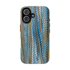 Blue Medley Vertical Feathered Marbled Design Tough Phone Case - Dual Layer