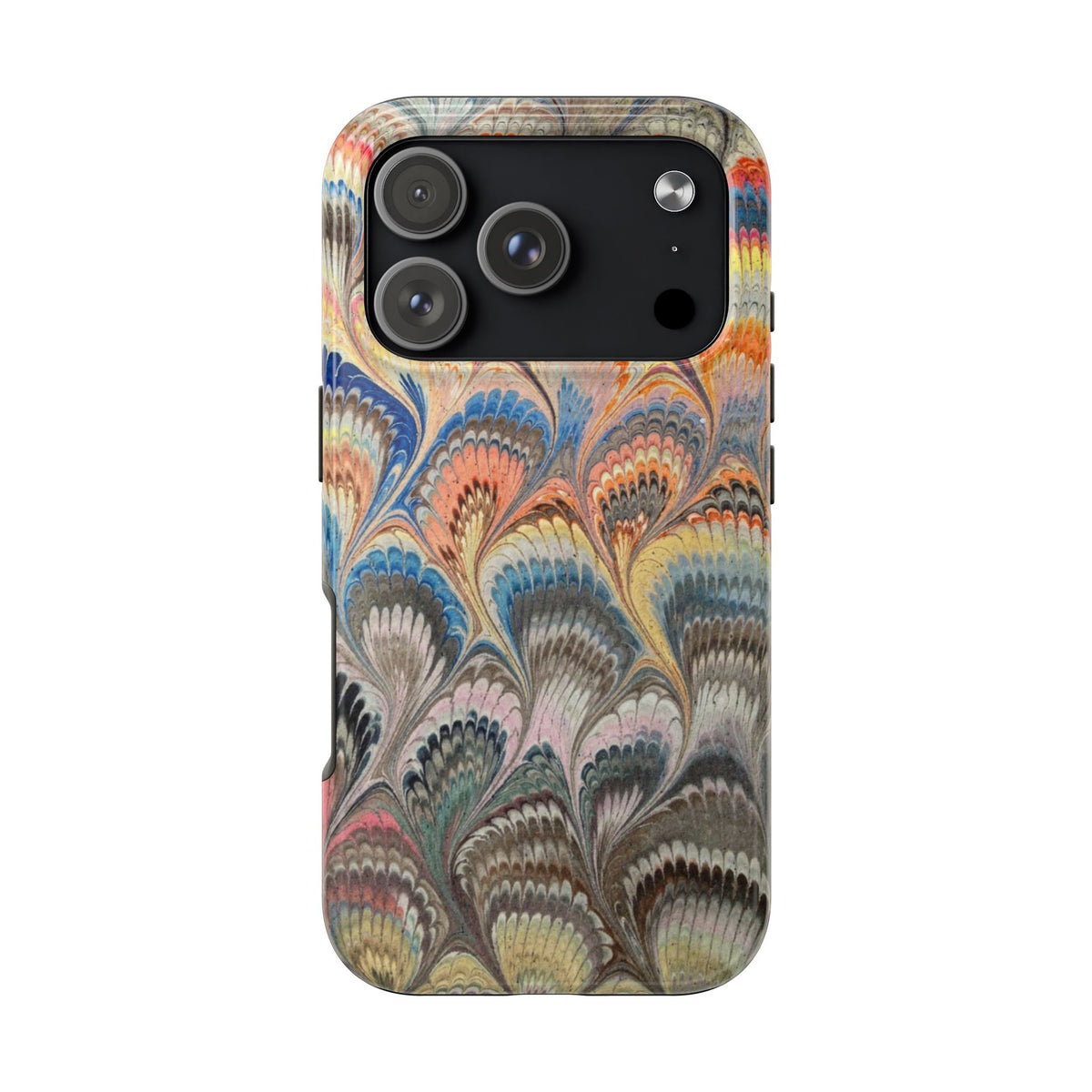 Multi-Color Pastels Vintage Marbled Feather Tough Phone Case - Dual Layer