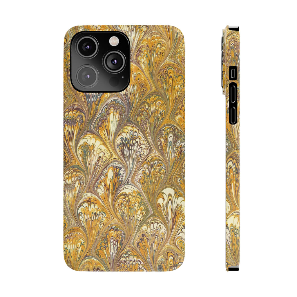 Golden Yelllow Hand-Marbled Florentine Italian Phone Case for iPhone 17 and all sizes