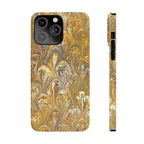 Golden Yelllow Hand-Marbled Florentine Italian Phone Case for iPhone 17 and all sizes