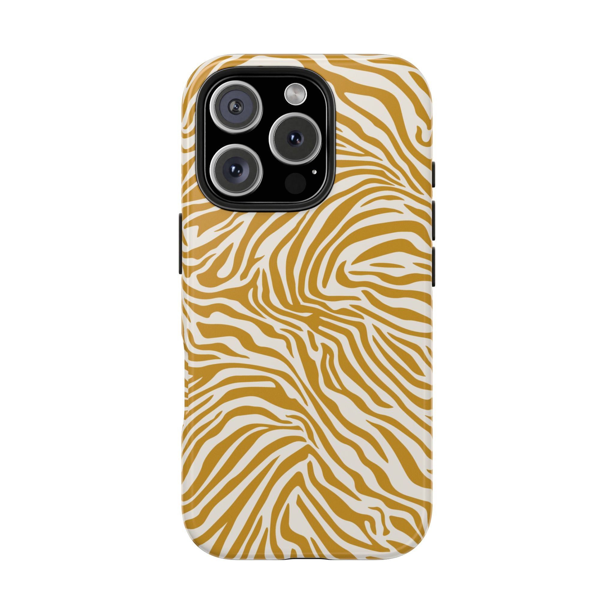 Zebra Print Golden Yellow + White - Dual Layer Phone Case