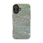 Green, Blue, + White Marbled Peacock - Dual Layer MAG SAFE Phone Case
