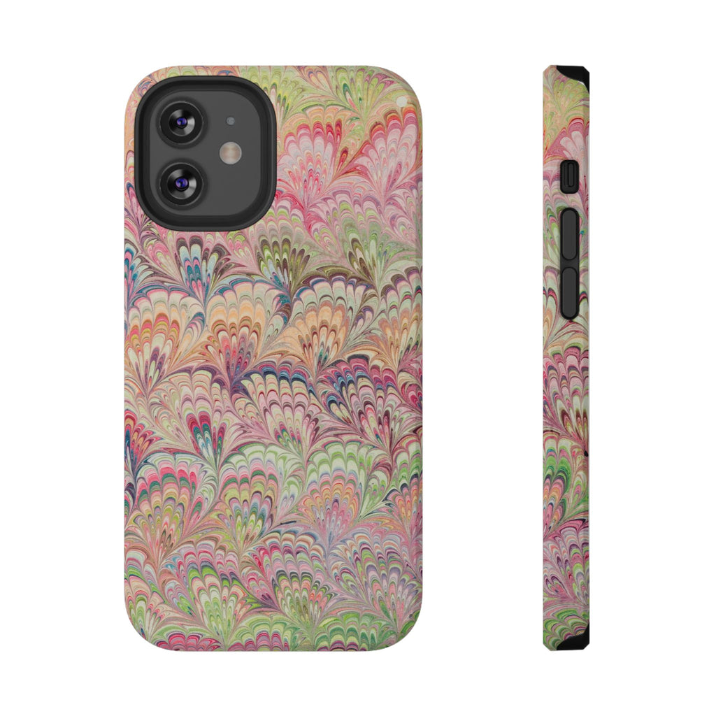 Marbled Pastel Pink and Green Impact-Resistant Phone Case for Apple + Samsung