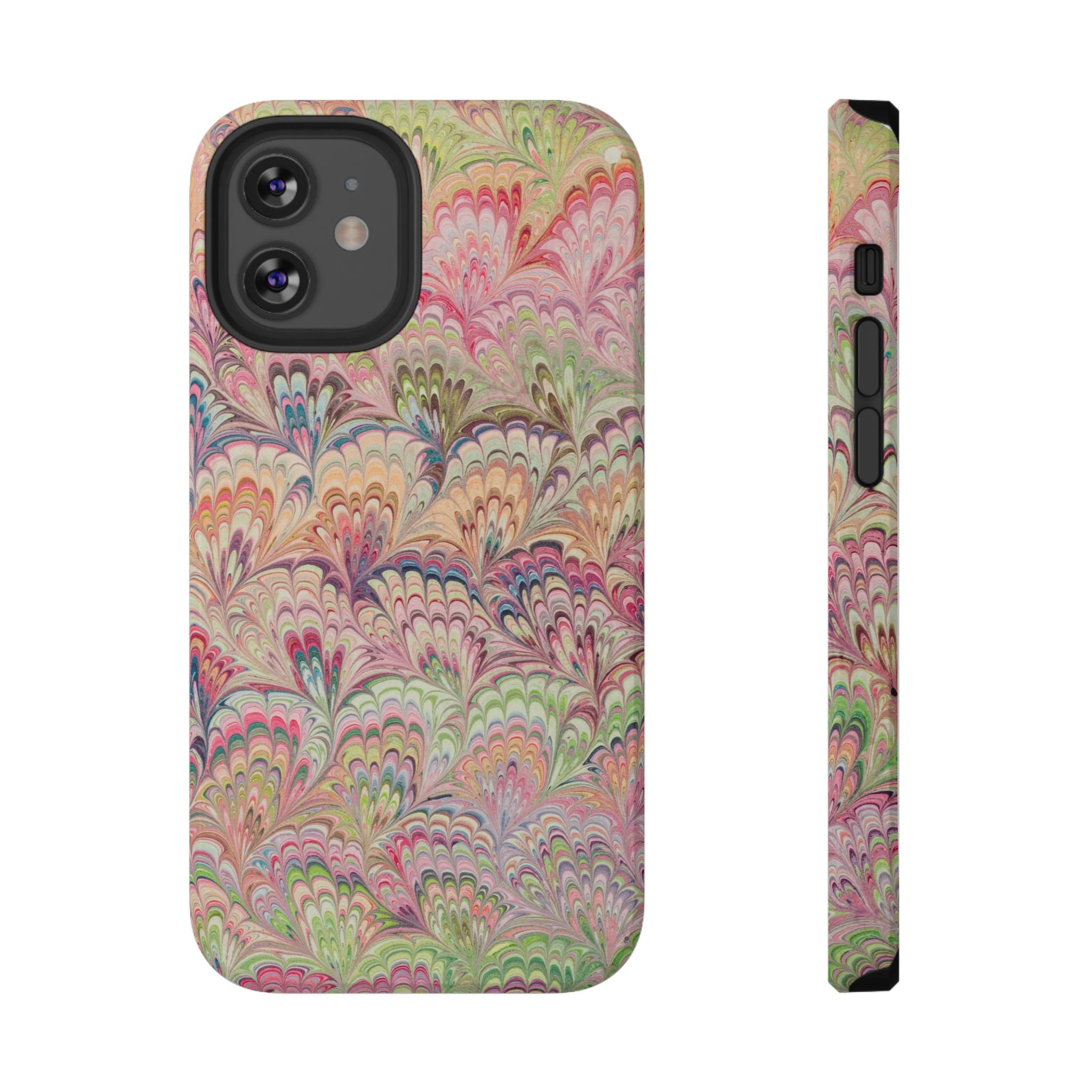 Marbled Pastel Pink and Green Impact-Resistant Phone Case for Apple + Samsung