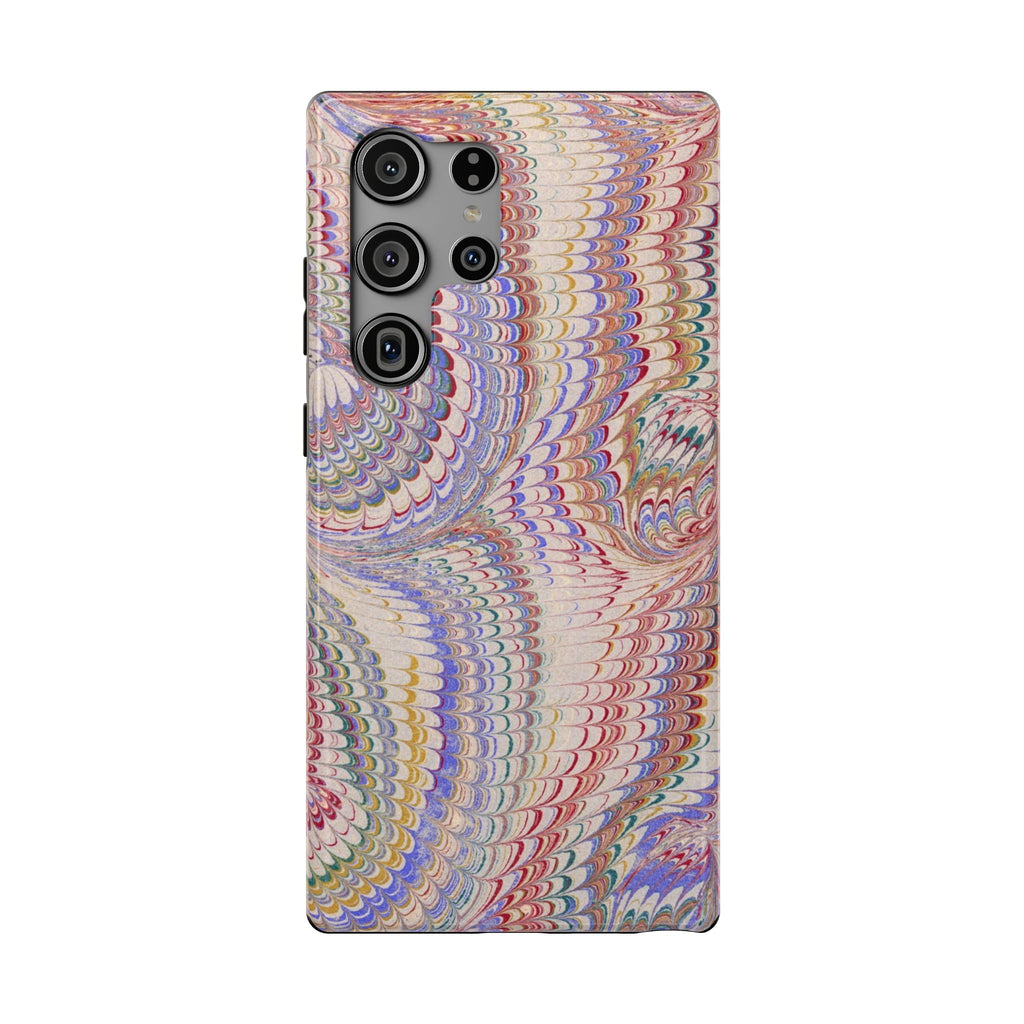 Pink and Lavender Pastel Italian Vintage Feathered Design Dual Layer Durable Phone Case