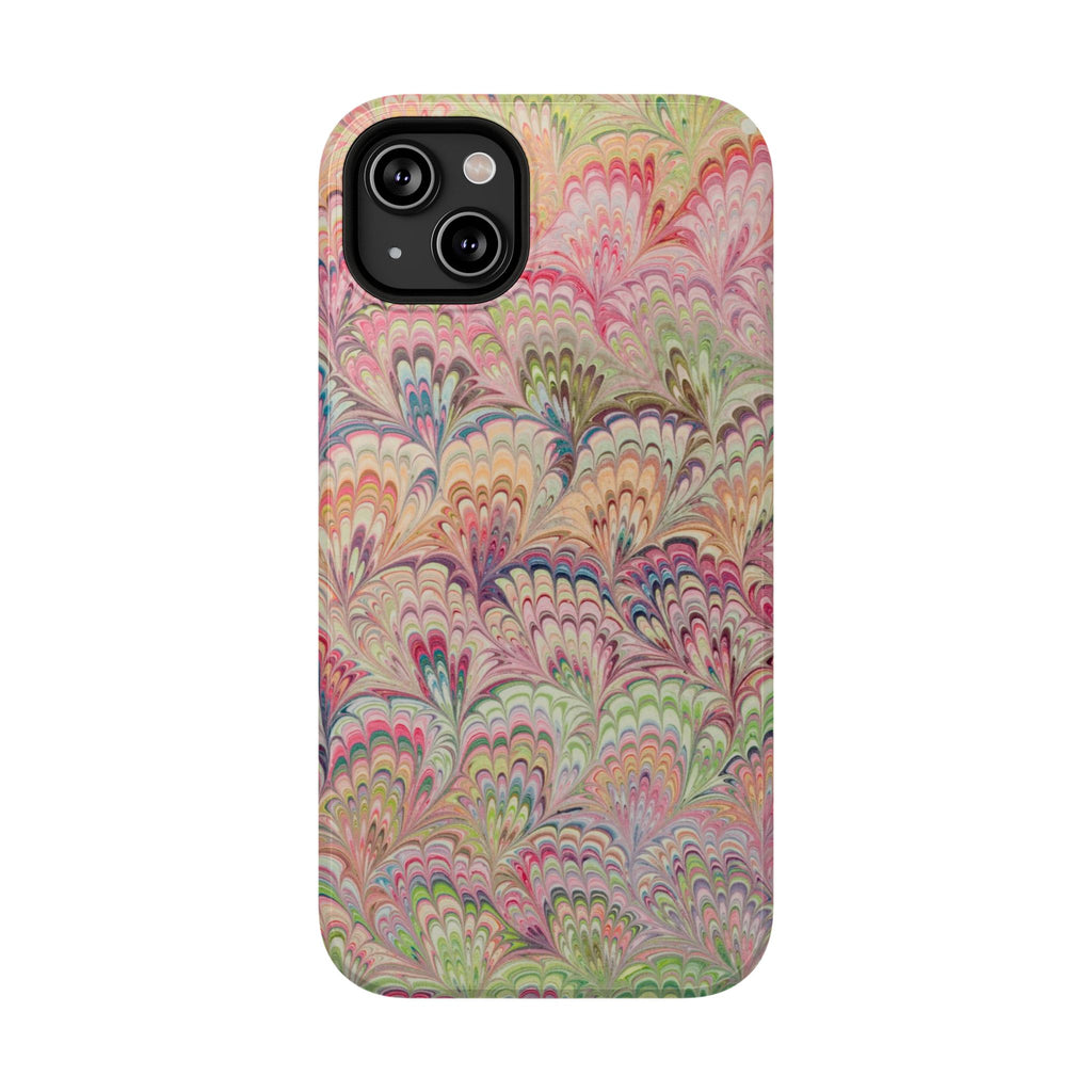 Marbled Pastel Pink and Green Impact-Resistant Phone Case for Apple + Samsung
