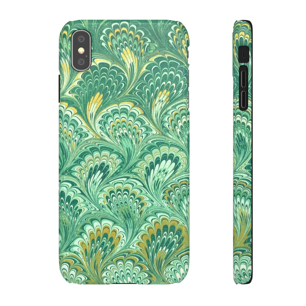 Marbled Feather Green Swirl - Single Layer Slim Phone Case