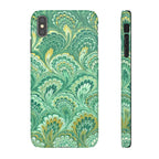 Marbled Feather Green Swirl - Single Layer Slim Phone Case